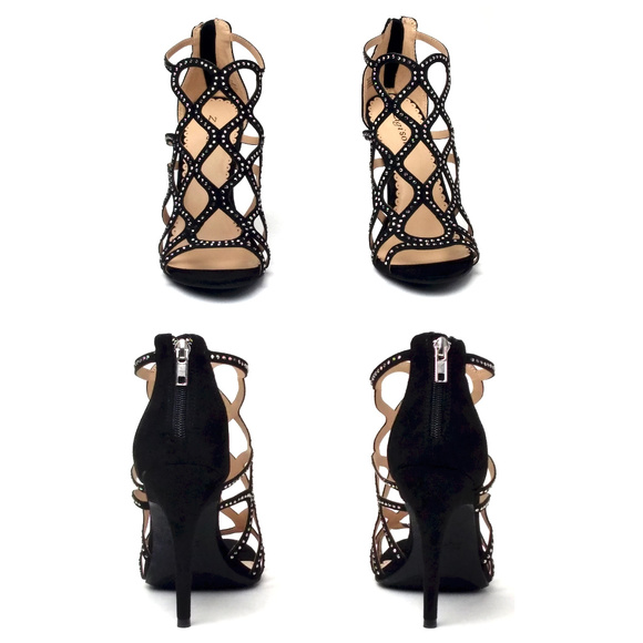 ZIGI SOHO Womens Black Tie Back Padded Silla Pointed Toe Stiletto Zip-Up Dress Heeled Boots